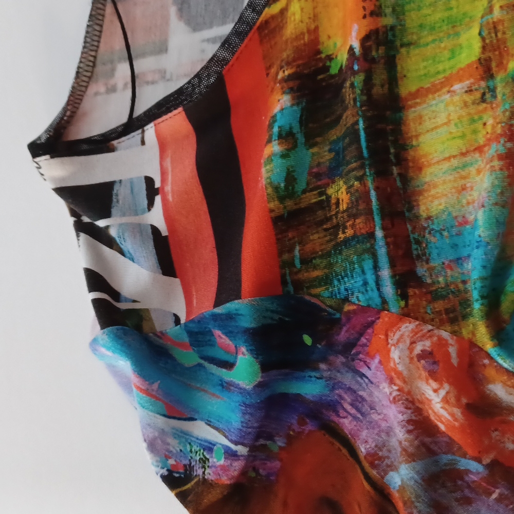 Apriori multi neon colored long sleeve artdeco design size 14 top - Picture 10 of 16